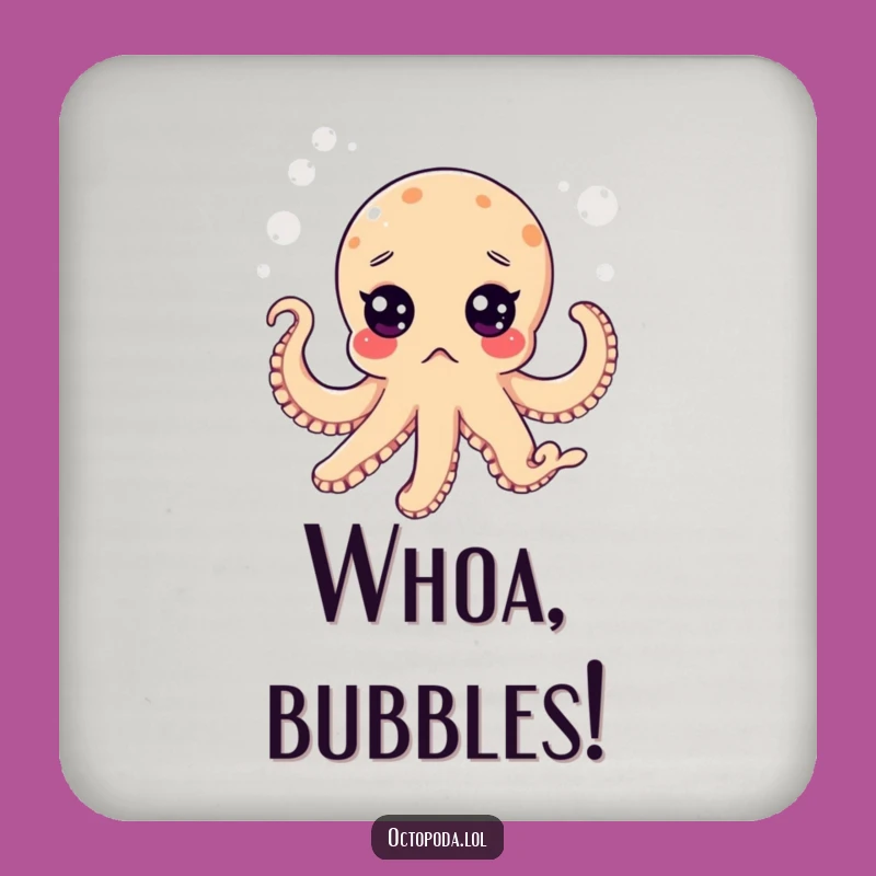 Funny Surprised Octopus Drink Coaster: Bubbly Sea Protection for Tables