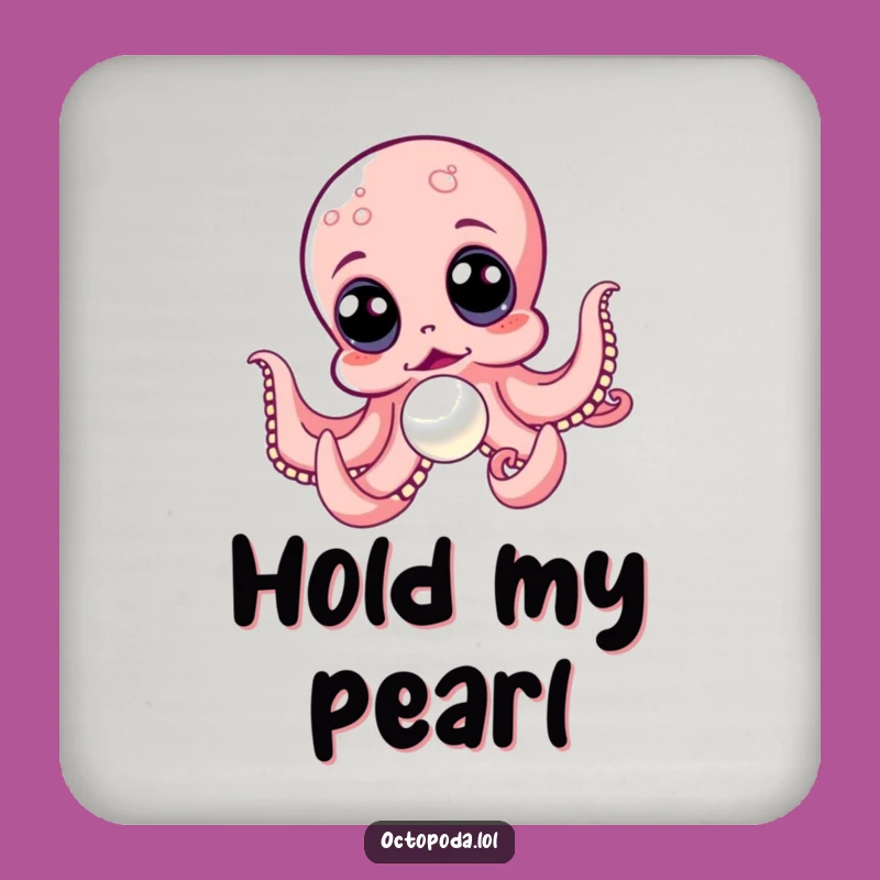 Funny Octopus Chasing Pearl Coaster: Protect Surfaces with Oceanic Fun!