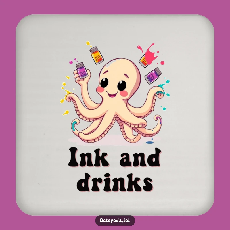 Funny Octopus Ink Juggling Coaster - Hilarious Drink Protection for Art Lovers