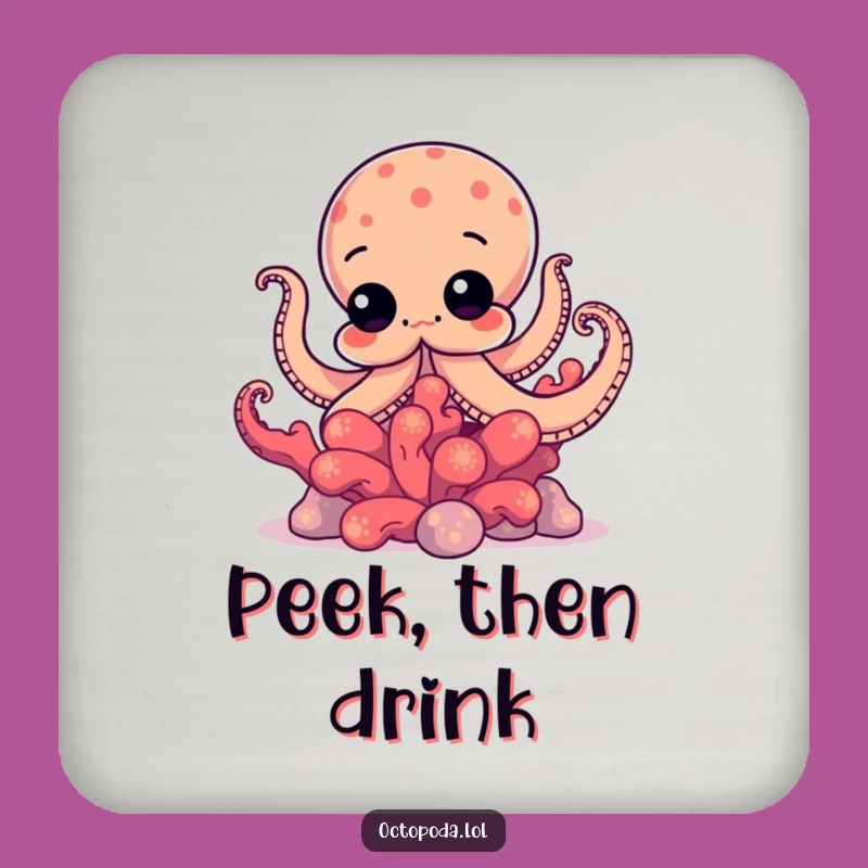 Funny Octopus Coral Peek Coasters: Protect Surfaces with Intrigue