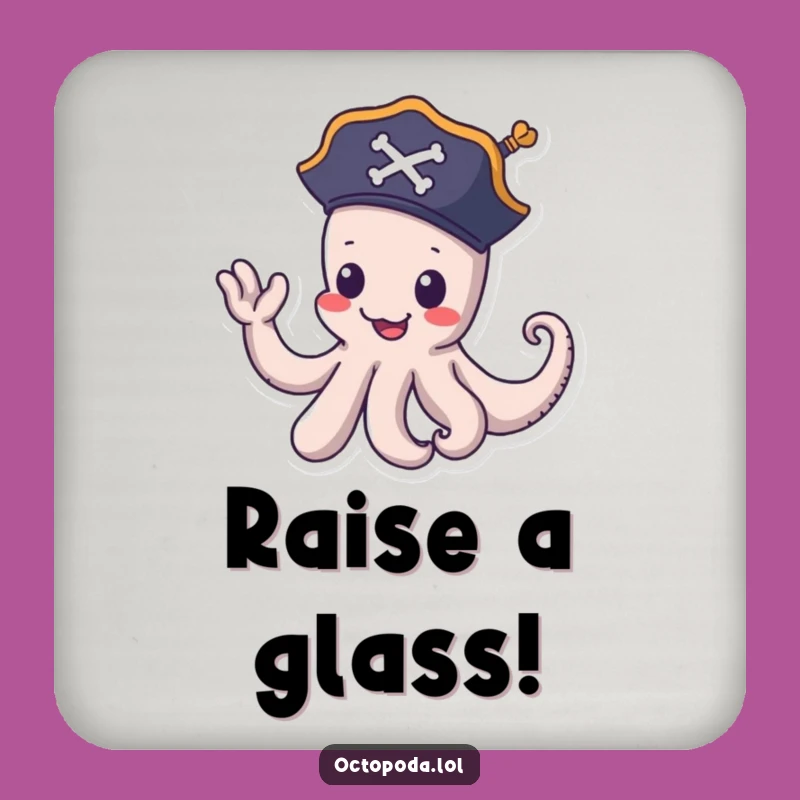 Funny Pirate Octopus Coaster - Nautical Drink Protector, Adorable Funny Gift for Tables