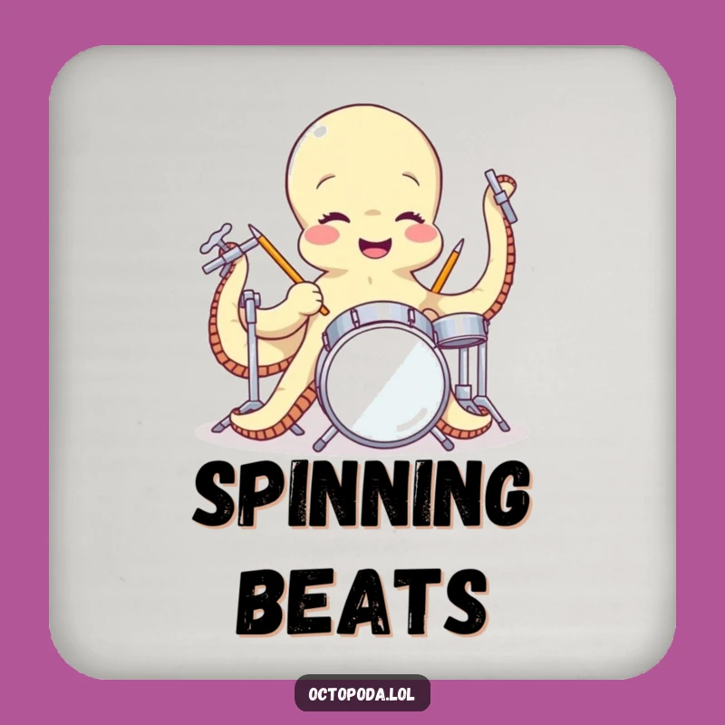 Funny Octopus Drummer Drink Coaster - Protect Surfaces with Music Humor