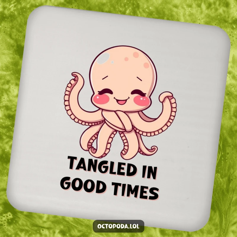 Funny Coaster: A giggling octopus tied in a playful knot, adding a humorous touch to drink service.
