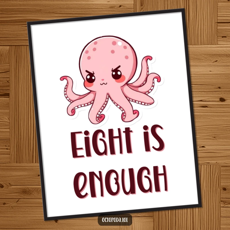 Funny Octopus Poster: A small octopus swims with an intensely determined expression, offering humorous motivation.