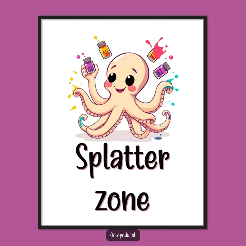Funny Octopus Ink Juggling Poster - Hilarious Wall Art for Creative Spaces