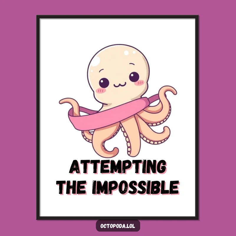 Funny Octopus Poster: Hilarious Endless Ribbon Wrapping Art, Perfect for Wall Decor