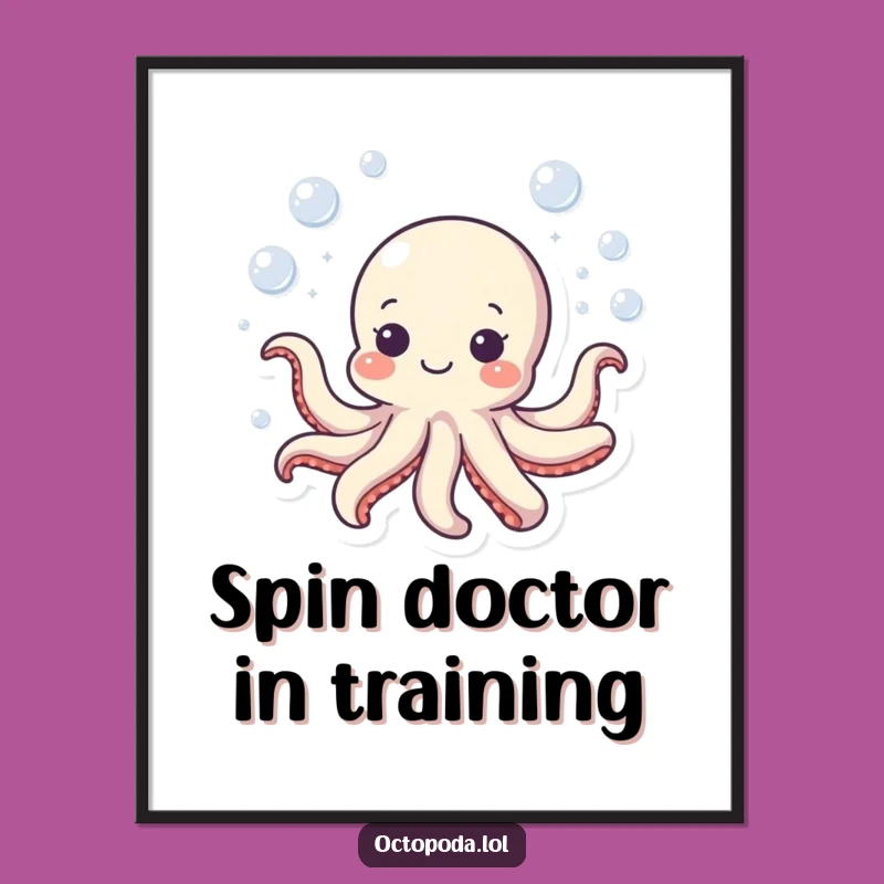Funny Octopus Poster: Vibrant Bubbly Swim Art, Unique Funny Gift for Wall Decor Lovers