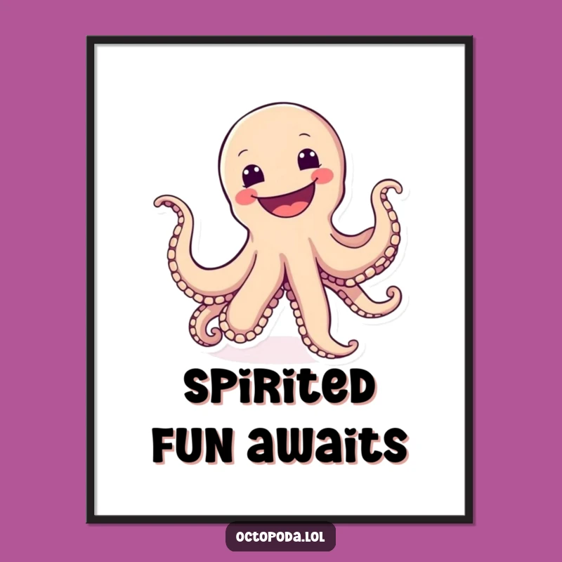 Funny Cartwheeling Octopus Poster: Joyful Art Print, Perfect Gift