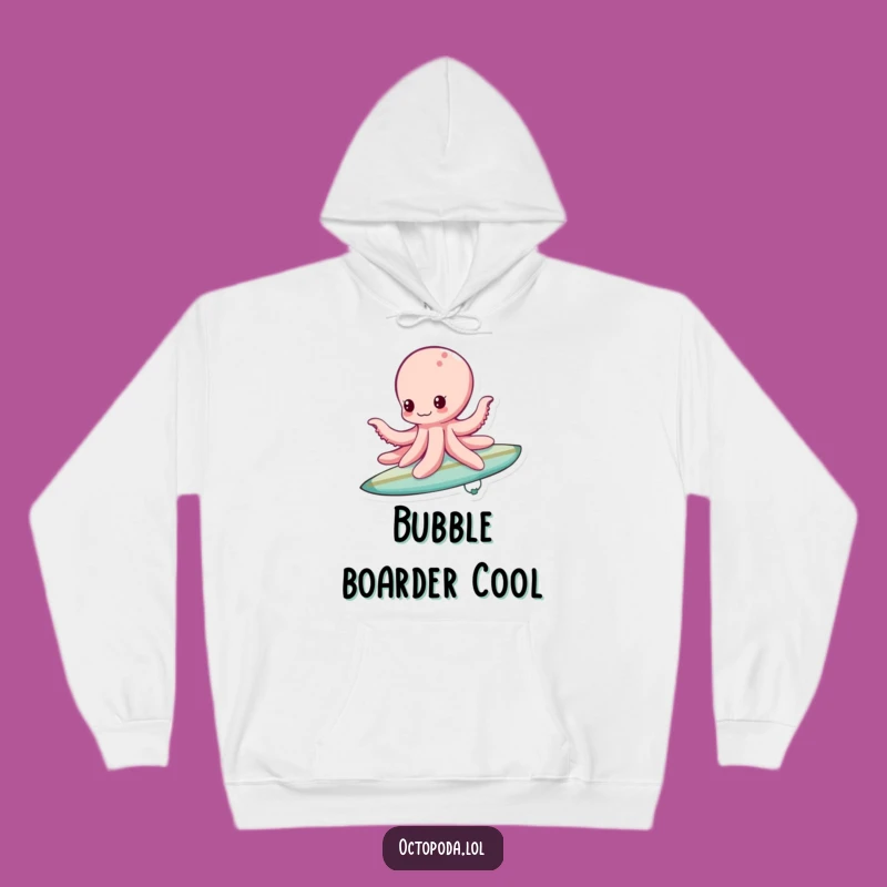 Funny Bubble Surfing Octopus Hoodie - Cozy Ocean Rider Wear, Ultimate Funny Gift!