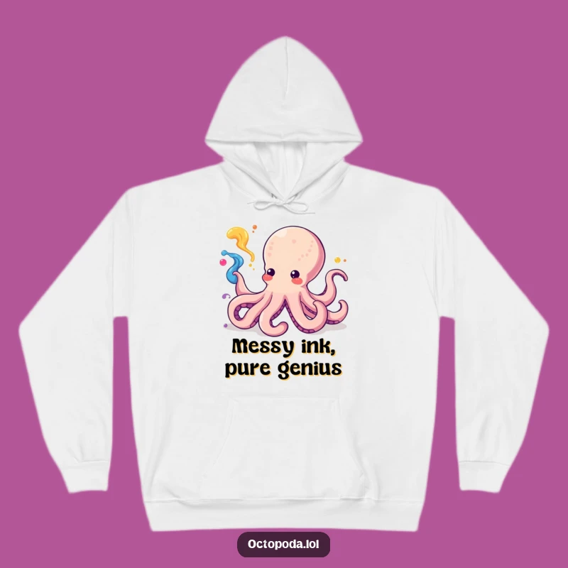 Cozy Funny Kawaii Octopus Ink Art Hoodie: Stay Warm and Stylish with This Graphic!