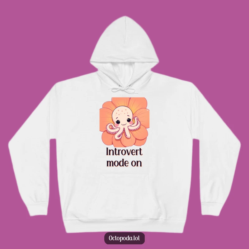 Funny Shy Octopus Hoodie: Cozy Peeking Cephalopod Sweatshirt for Introverted Comfort
