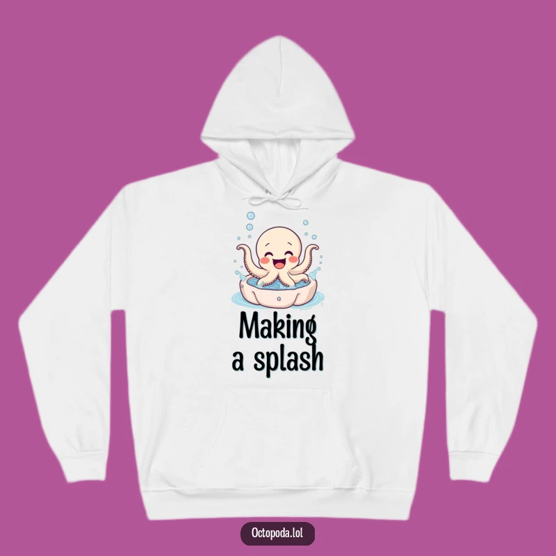 Cozy Funny Octopus Splash Hoodie: Excited Character Sweatshirt, Warm and Fun Funny Gift