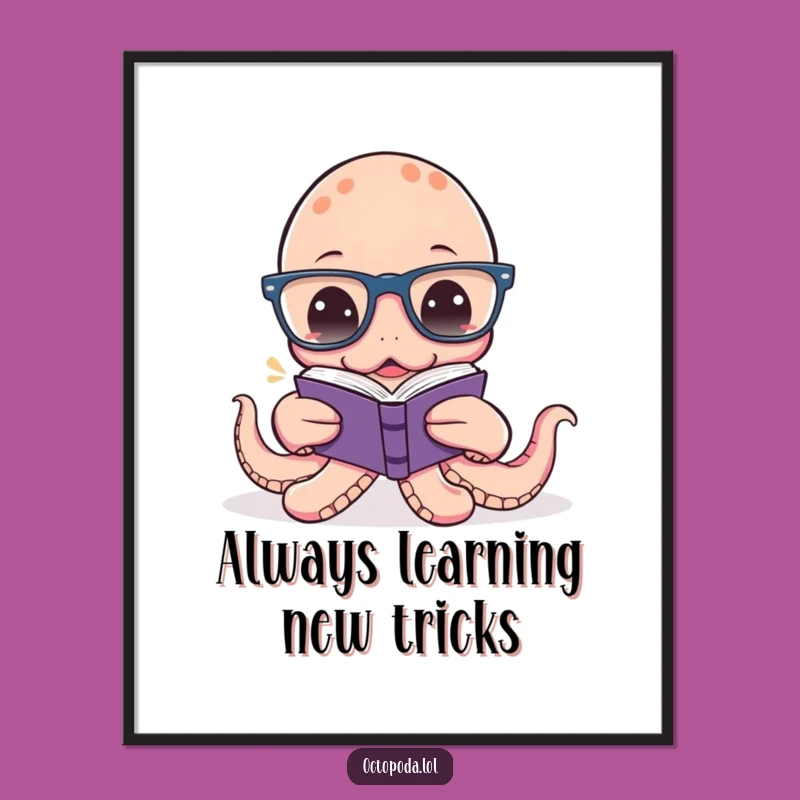 Free Printable Wall Art: Funny Octopus Scholar, Humorous Downloadable Decor