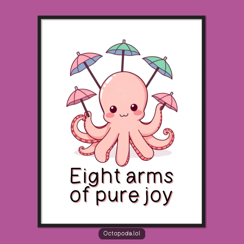 Free Printable Wall Art: Happy Octopus Umbrellas, Whimsical Decor, Downloadable
