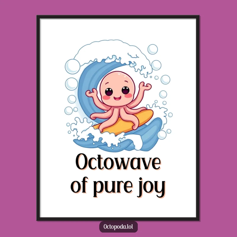 Free Printable Wall Art: Octopus Bubble Surfing, Whimsical Decor!