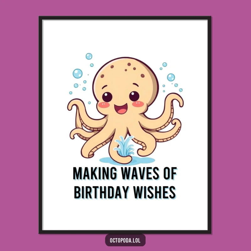Funny Free Printable Wall Art: Happy Octopus Fountain - Quirky Decor