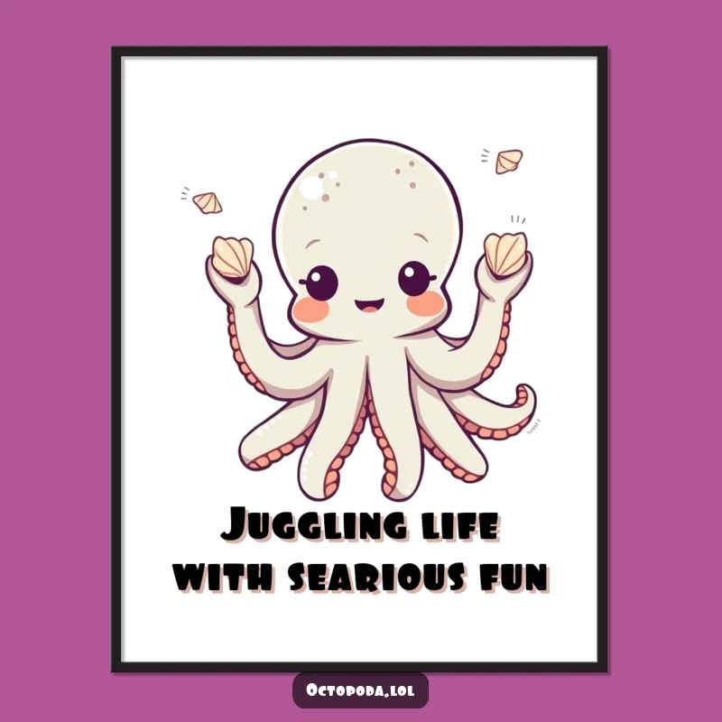 Funny Free Printable Wall Art: Juggling Octopus, Playful Downloadable Art!