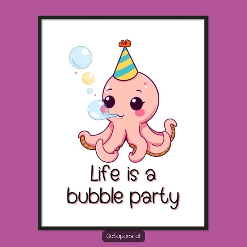 Free Printable Octopus Wall Art: Party Bubble Fun, Humorous Downloadable Decor