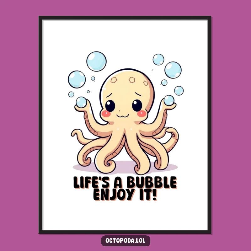 Free Printable Wall Art: Juggling Octopus Bubbles, Fun Downloadable Decor for Playful Spaces