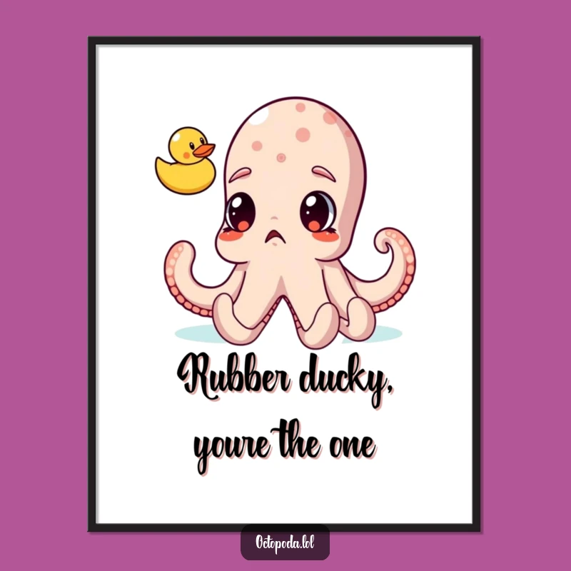 Free Printable Wall Art Surprised Octopus Rubber Ducky Funny Downloadable Home Decor