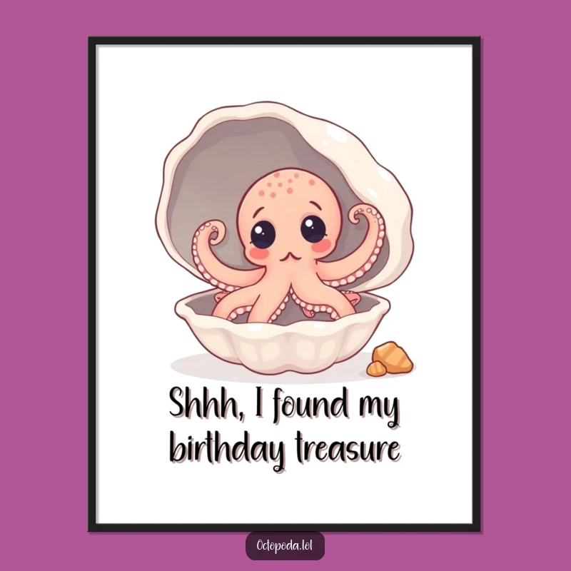 Funny Free Printable Wall Art: Surprised Octopus Seashell - Quirky Decor