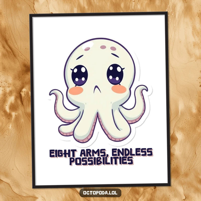 Funny Free Printable Wall Art: A surprised octopus with wide eyes looking up, perfect downloadable decor