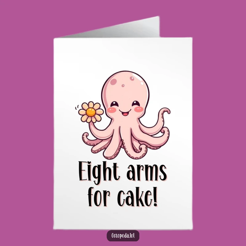 Free Printable Birthday Card: Happy Octopus Flower Gift - Funny Downloadable Card
