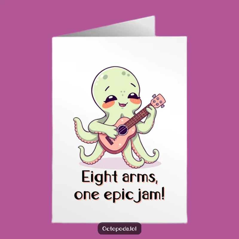 Free Printable Birthday Card A Giggling Octopus Plays Ukulele Funny Downloadable Gift