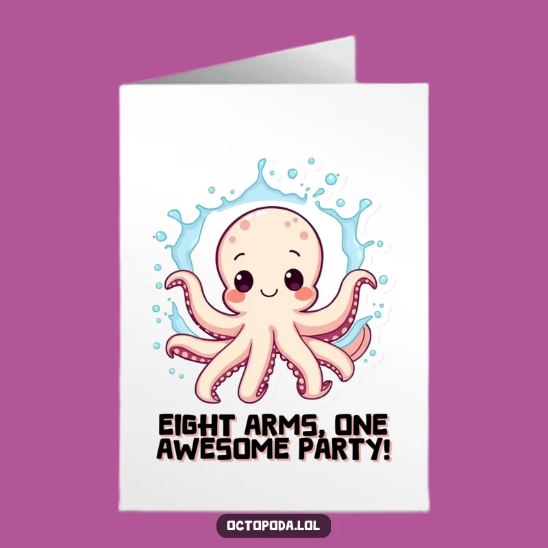Free Printable Birthday Card: Splashy Octopus Fun, Funny Downloadable Gift for Him or Her