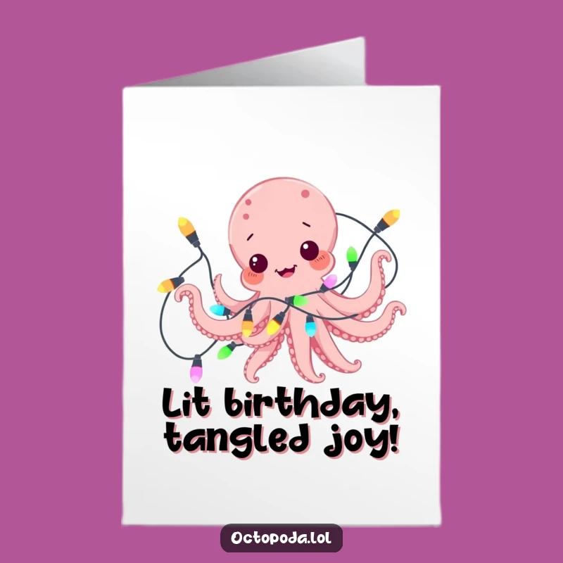 Free Printable Birthday Card Tangled Octopus Lights Funny Downloadable Gift