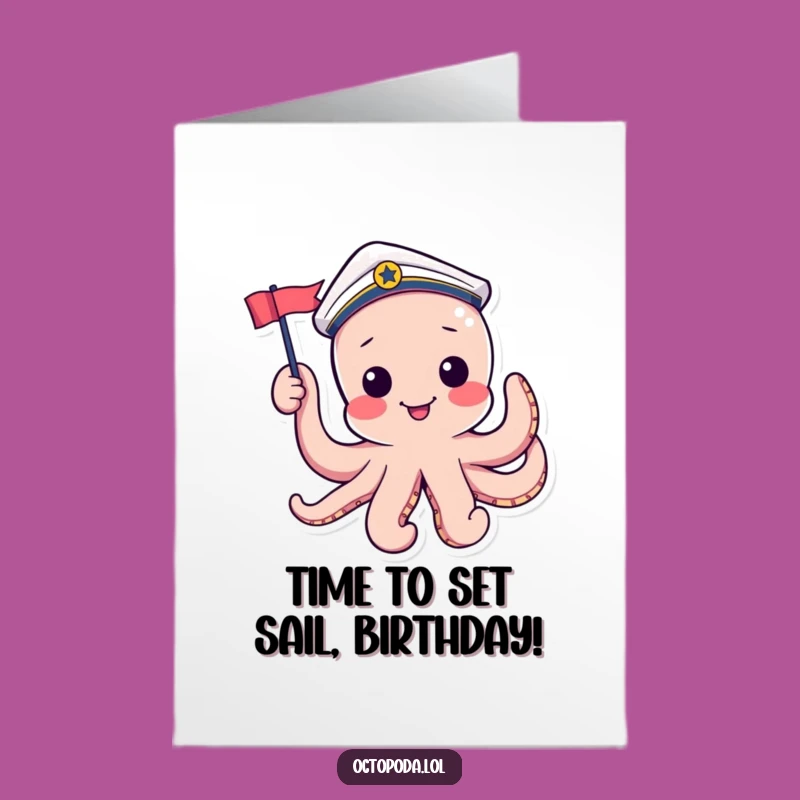 Free Printable Sailor Octopus Birthday Card: Funny Downloadable Gift for Nautical Fun