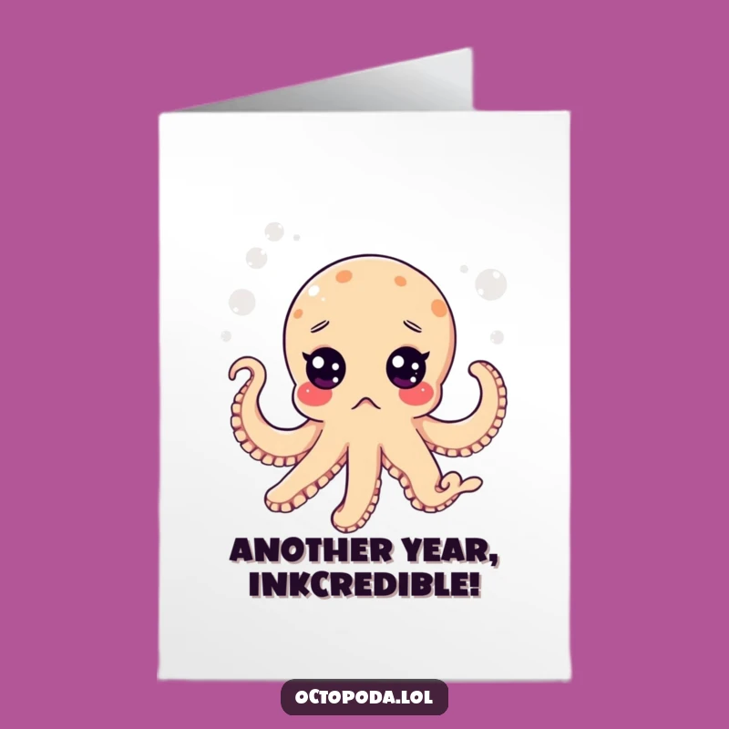 Free Printable Surprised Octopus Birthday Card: Funny Downloadable Gift for Ocean Lovers