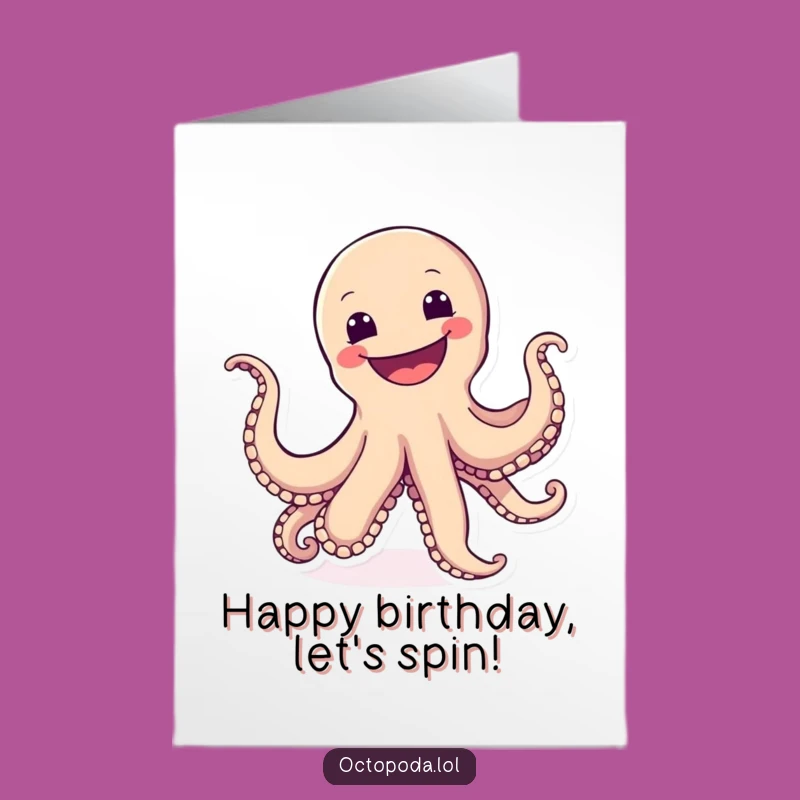 Free Printable Birthday Card: Joyful Octopus Cartwheel - Energetic & Funny Downloadable!