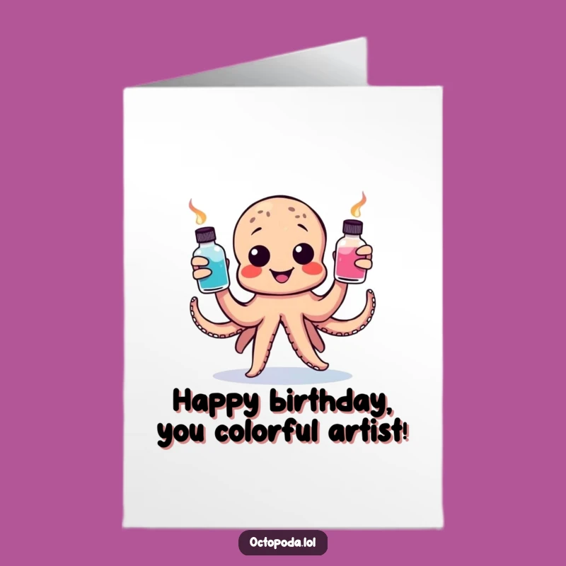 Free Printable Octopus Birthday Card: Juggling Ink Fun, Hilarious Downloadable Gift