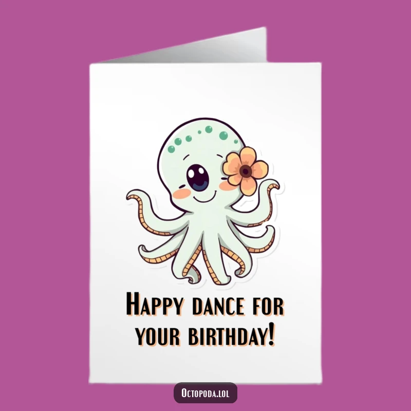 Free Printable Birthday Card: Happy Dancing Octopus, Downloadable Joyful Gift!
