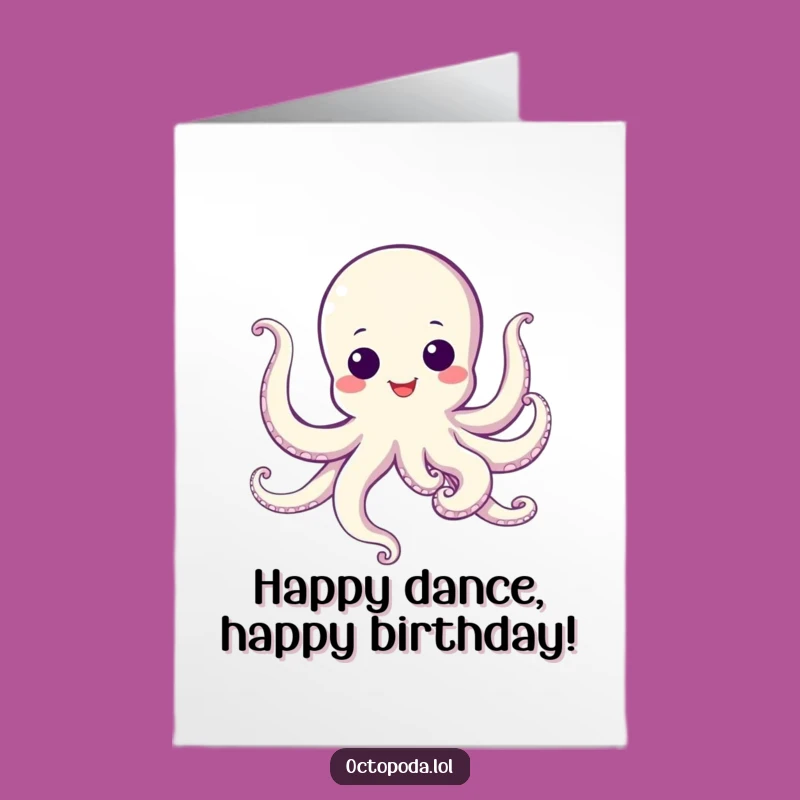 Free Printable Funny Birthday Card: Googly-Eyed Octopus Dance, Joyful Downloadable Gift!