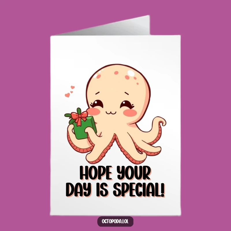 Free Printable Shy Octopus Birthday Card: Funny Downloadable Gift for Sweet Surprises