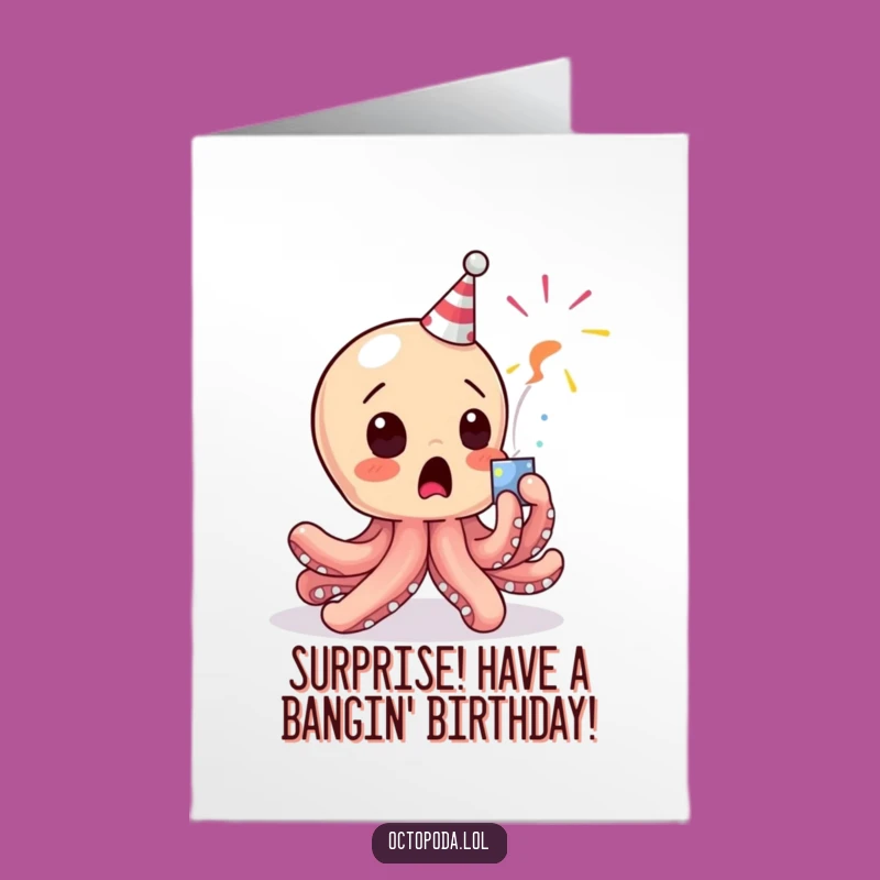 Free Printable Baby Octopus Birthday Card: Surprise Popper Downloadable Fun!