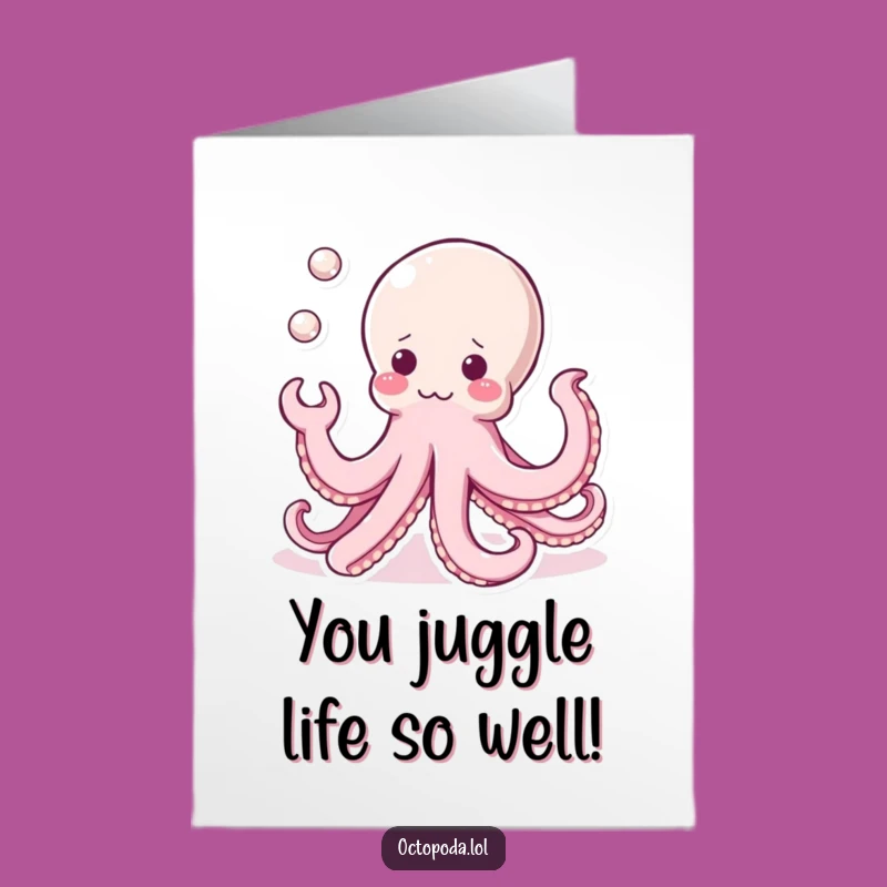 Free Printable Kawaii Octopus Pearl Birthday Card - Cute, Funny Downloadable Gift for Her!