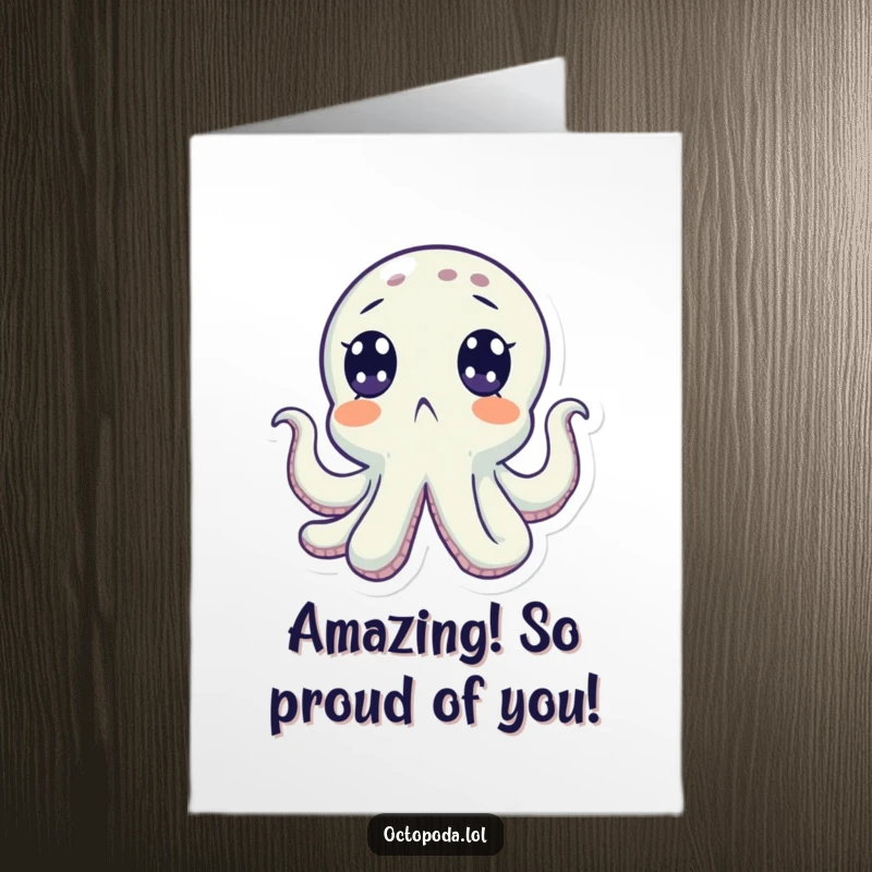Funny Free Printable Congratulations Card: A surprised octopus gazes upwards, ideal for a quirky DIY celebration