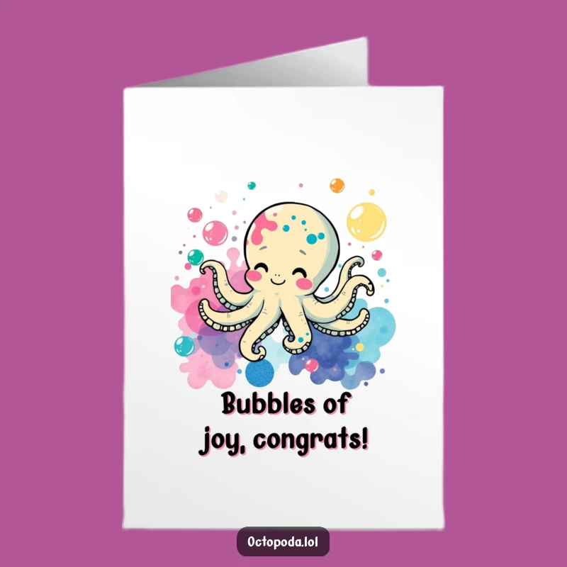 Free Printable Octopus Congratulations Card: Ink Splatter Swimmer - Humorous Downloadable Gift