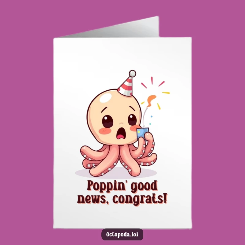 Free Printable Baby Octopus Congratulations Card: Surprise Popper Cheers!