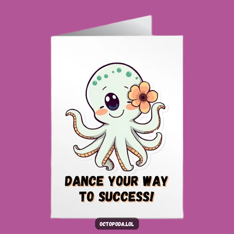 Free Printable Congrats Card: Dancing Octopus Celebration, Downloadable Joyful Gift