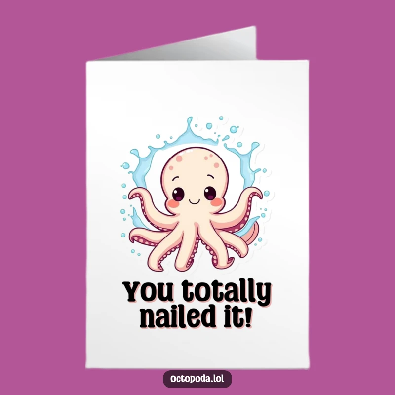 Free Printable Congrats Card: Joyful Octopus Splash, Funny Downloadable Gift for Any Occasion