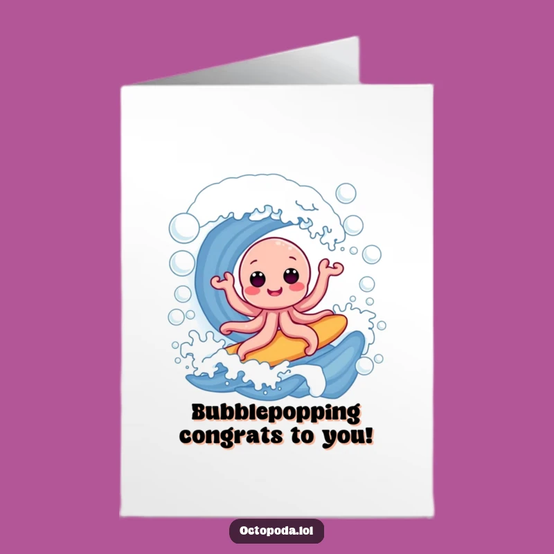 Free Printable Congrats Card: Octopus Bubble Surfer Wins Big!