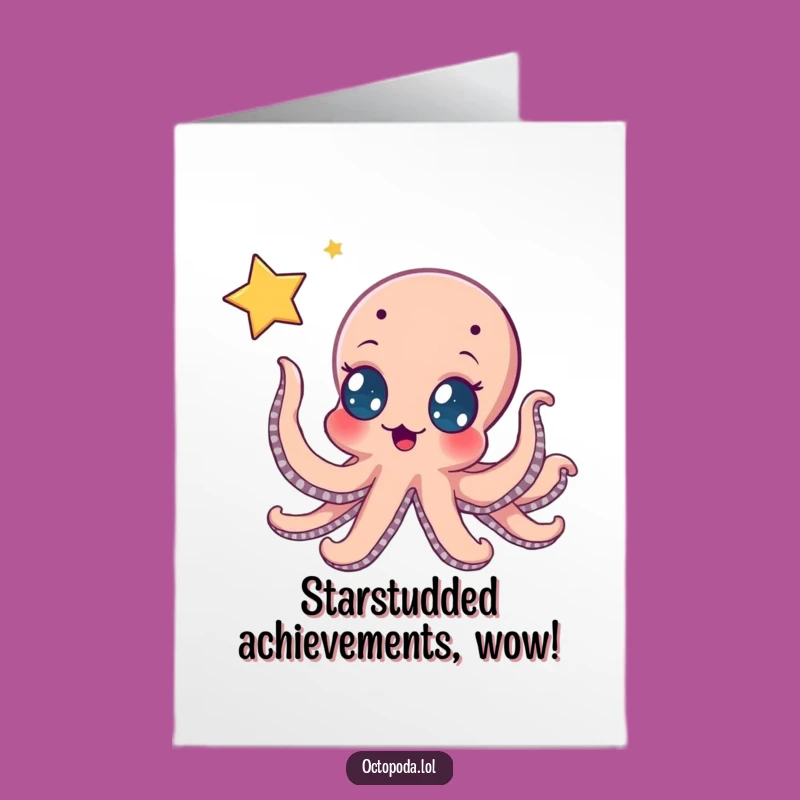 Free Printable Congrats Card: Octopus Grabs Star of Success!