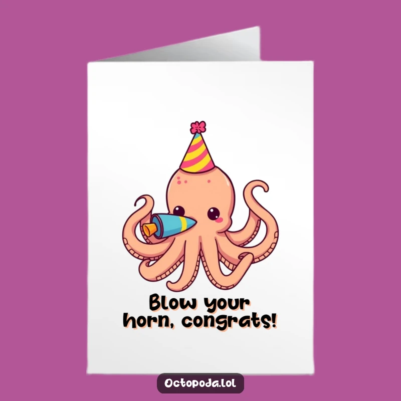 Free Printable Congrats Card: Party Octopus Cheers, Festive Downloadable Gift!