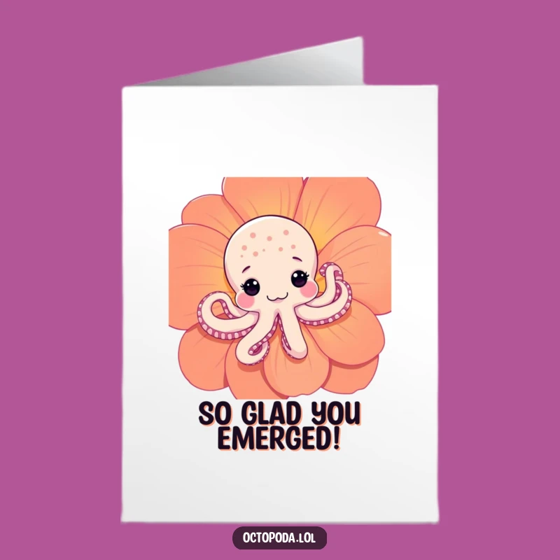 Free Printable Congrats Card: Shy Octopus Surprise, Thoughtful Downloadable Gift