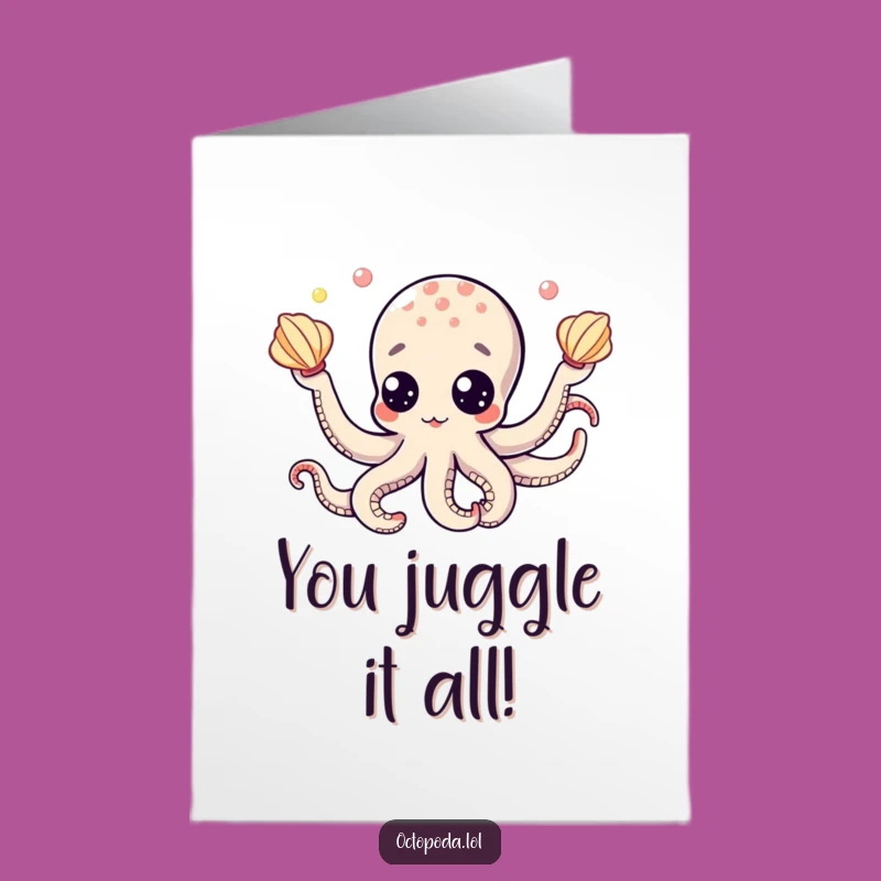 Free Printable Octopus Congratulation Card: Googly Eyes Juggling Success for a Big Win