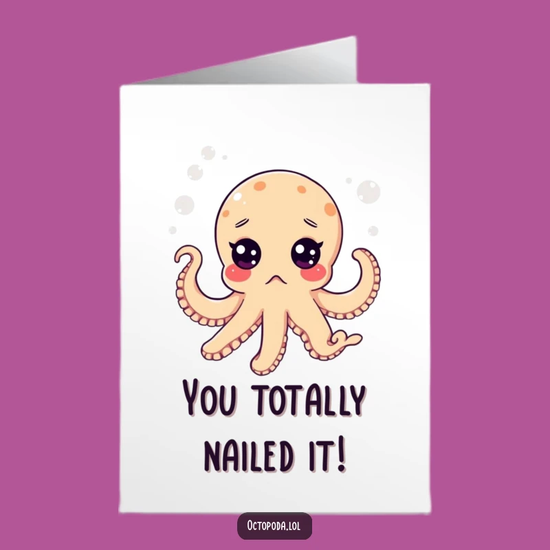 Free Printable Surprised Octopus Congrats Card: Funny Downloadable Gift for Big News